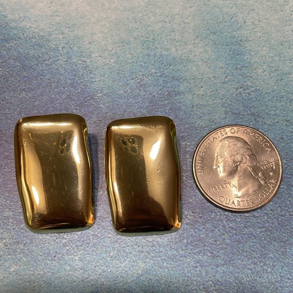 Gold Rectangle Earrings - Picture 15 of 15
